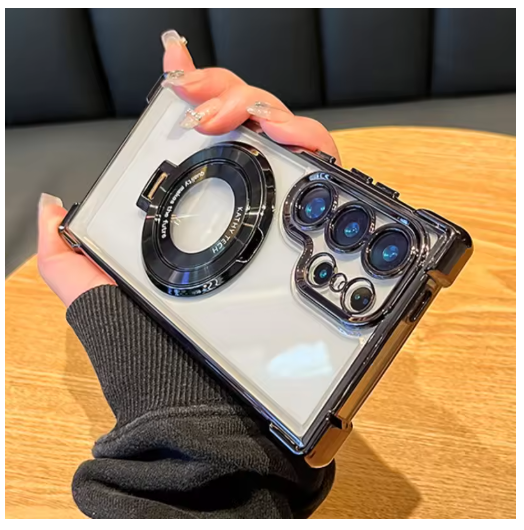 Luxury Magnetic Plating Stand Shockproof Clear Case