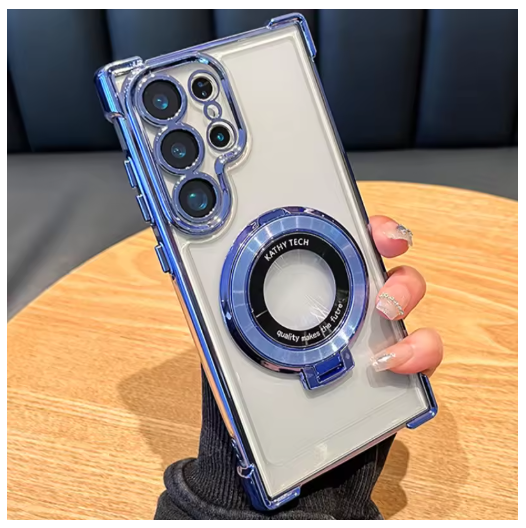 Luxury Magnetic Plating Stand Shockproof Clear Case