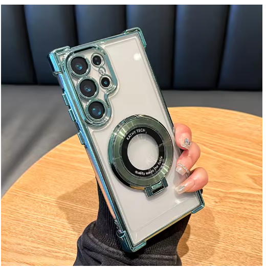 Luxury Magnetic Plating Stand Shockproof Clear Case
