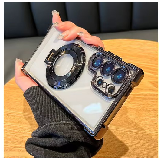 Luxury Magnetic Plating Stand Shockproof Clear Case